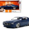 1971 Pontiac GTO Dark Blue Metallic "Bigtime Muscle" Series 1/24 Diecast Model Car by Jada - Image 5