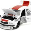 1974 Mazda RX-3 White with Red Stripe and Graphics and Saitama Diecast Figure "One Punch Man" (2015-2019) TV Series 1/24 Diecast Model Car by Jada - Image 3