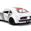 1974 Mazda RX-3 White with Red Stripe and Graphics and Saitama Diecast Figure "One Punch Man" (2015-2019) TV Series 1/24 Diecast Model Car by Jada - Image 2