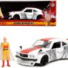 1974 Mazda RX-3 White with Red Stripe and Graphics and Saitama Diecast Figure "One Punch Man" (2015-2019) TV Series 1/24 Diecast Model Car by Jada - Image 5