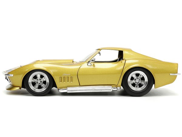 1969 Chevrolet Corvette Stingray ZL-1 Gold Metallic with Black Stripe "Bigtime Muscle" Series 1/24 Diecast Model Car by Jada - Image 2