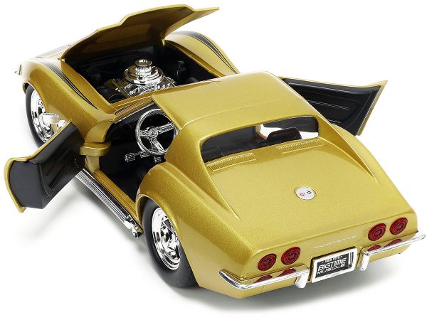 1969 Chevrolet Corvette Stingray ZL-1 Gold Metallic with Black Stripe "Bigtime Muscle" Series 1/24 Diecast Model Car by Jada - Image 4
