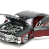 1967 Chevrolet Impala SS Gray and Burgundy with Burgundy Interior "Bigtime Muscle" Series 1/24 Diecast Model Car by Jada - Image 4