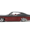 1967 Chevrolet Impala SS Gray and Burgundy with Burgundy Interior "Bigtime Muscle" Series 1/24 Diecast Model Car by Jada