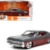 1967 Chevrolet Impala SS Gray and Burgundy with Burgundy Interior "Bigtime Muscle" Series 1/24 Diecast Model Car by Jada - Image 5