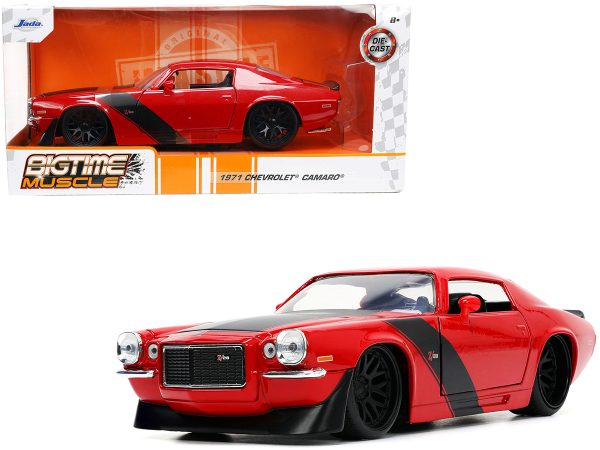 1971 Chevrolet Camaro Z/28 Red with Matt Black Stripes "Bigtime Muscle" Series 1/24 Diecast Model Car by Jada - Image 5
