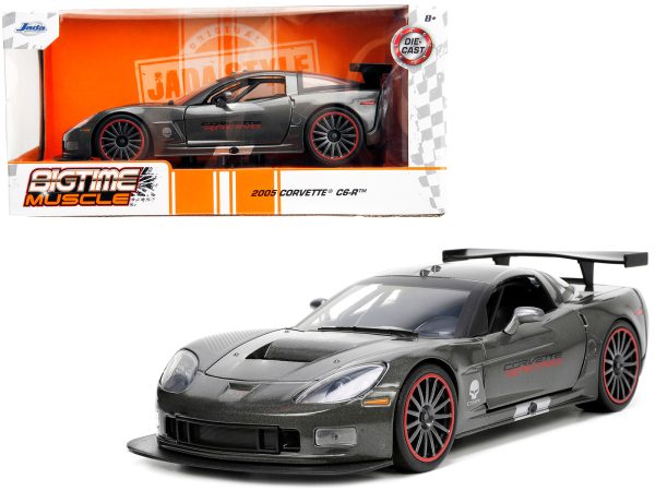2005 Chevrolet Corvette C6-R Dark Gray Metallic "Corvette Racing" "Bigtime Muscle" Series 1/24 Diecast Model Car by Jada - Image 5