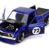 1972 Datsun 620 Pickup Truck #72 Blue Metallic with Black Stripes and Hood "Toyo Tires" with Extra Wheels "Just Trucks" Series 1/24 Diecast Model Car by Jada - Image 2
