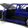 1972 Datsun 620 Pickup Truck #72 Blue Metallic with Black Stripes and Hood "Toyo Tires" with Extra Wheels "Just Trucks" Series 1/24 Diecast Model Car by Jada - Image 3