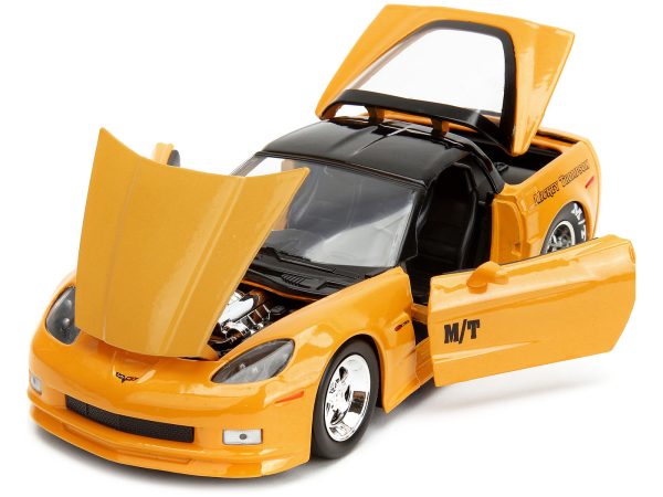 2006 Chevrolet Corvette Yellow with Black Top "Mickey Thompson" "Bigtime Muscle" Series 1/24 Diecast Model Car by Jada - Image 3