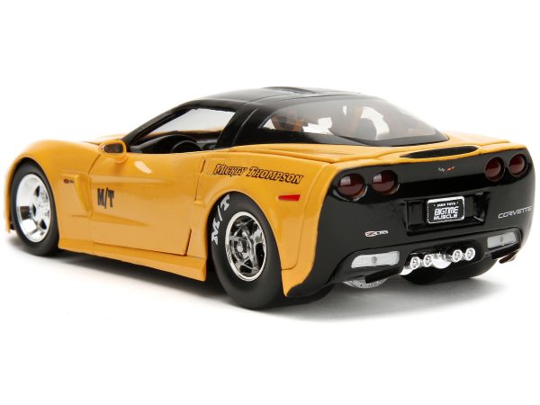 2006 Chevrolet Corvette Yellow with Black Top "Mickey Thompson" "Bigtime Muscle" Series 1/24 Diecast Model Car by Jada - Image 4
