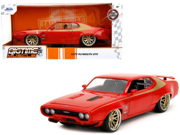1972 Plymouth GTX Red with Gold Graphics "Bigtime Muscle" Series 1/24 Diecast Model Car by Jada - Image 5