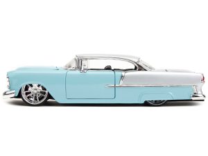 1955 Chevrolet Bel Air Light Blue and Silver Metallic "Bad Guys" "Bigtime Muscle" Series 1/24 Diecast Model Car by Jada