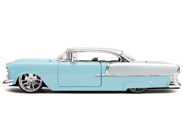 1955 Chevrolet Bel Air Light Blue and Silver Metallic "Bad Guys" "Bigtime Muscle" Series 1/24 Diecast Model Car by Jada
