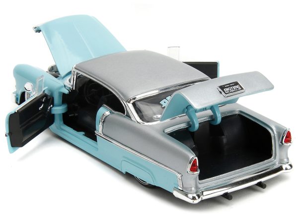 1955 Chevrolet Bel Air Light Blue and Silver Metallic "Bad Guys" "Bigtime Muscle" Series 1/24 Diecast Model Car by Jada - Image 2