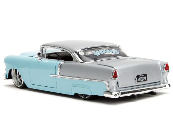 1955 Chevrolet Bel Air Light Blue and Silver Metallic "Bad Guys" "Bigtime Muscle" Series 1/24 Diecast Model Car by Jada - Image 3