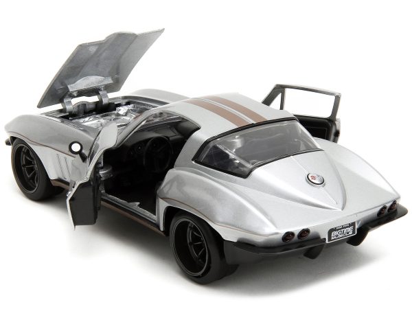 1966 Chevrolet Corvette Silver Metallic with Bronze Stripes "Bigtime Muscle" Series 1/24 Diecast Model Car by Jada - Image 3