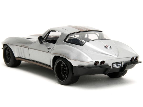 1966 Chevrolet Corvette Silver Metallic with Bronze Stripes "Bigtime Muscle" Series 1/24 Diecast Model Car by Jada - Image 2