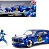 1974 Mazda RX-3 Candy Blue with White Interior and Graphics and Blue Ranger Diecast Figure "Power Rangers" "Hollywood Rides" Series 1/24 Diecast Model Car by Jada - Image 5