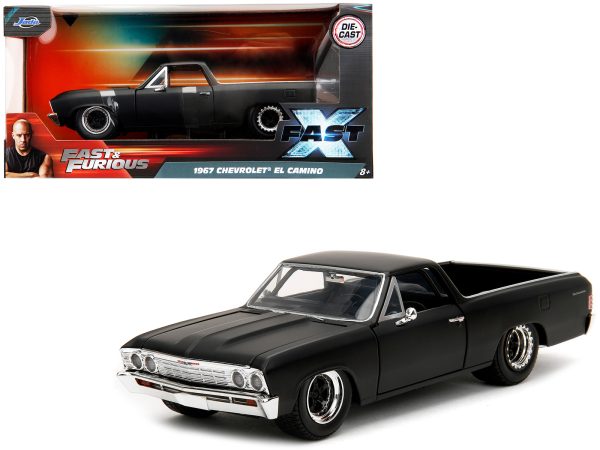 1967 Chevrolet El Camino Matt Black "Fast & Furious" Series 1/24 Diecast Model Car by Jada - Image 4