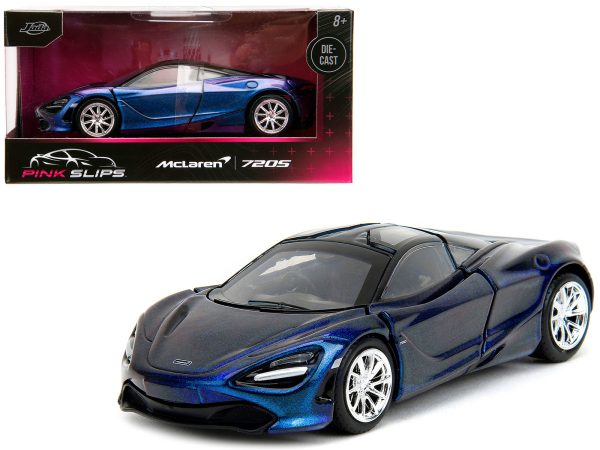McLaren 720S Blue Metallic with Black Top "Pink Slips" Series 1/32 Diecast Model Car by Jada - Image 3