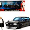 1971 Nissan Skyline GT-R RHD (Right Hand Drive) Black with Silver Stripe and Mikey Diecast Figure "Tokyo Revengers" (2021) TV Series "Anime Hollywood Rides" Series 1/24 Diecast Model Car by Jada - Image 4