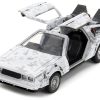 DMC DeLorean Time Machine Brushed Metal (Frost Version) "Back to the Future" (1985) Movie "Hollywood Rides" Series 1/32 Diecast Model Car by Jada - Image 2