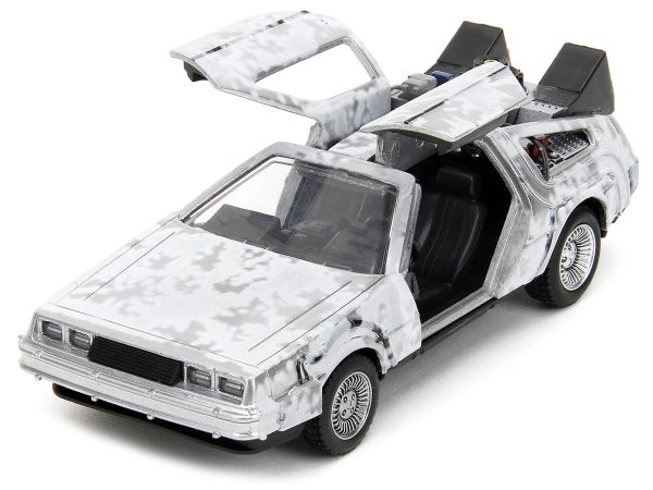 DMC DeLorean Time Machine Brushed Metal (Frost Version) "Back to the Future" (1985) Movie "Hollywood Rides" Series 1/32 Diecast Model Car by Jada - Image 2
