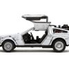 DMC DeLorean Time Machine Brushed Metal (Frost Version) "Back to the Future" (1985) Movie "Hollywood Rides" Series 1/32 Diecast Model Car by Jada - Image 3