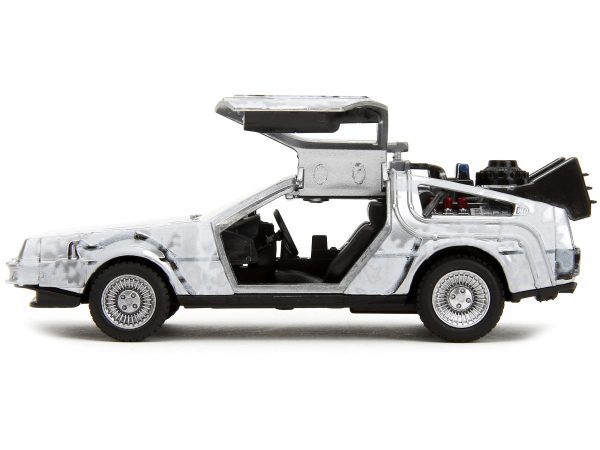 DMC DeLorean Time Machine Brushed Metal (Frost Version) "Back to the Future" (1985) Movie "Hollywood Rides" Series 1/32 Diecast Model Car by Jada - Image 3