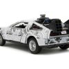 DMC DeLorean Time Machine Brushed Metal (Frost Version) "Back to the Future" (1985) Movie "Hollywood Rides" Series 1/32 Diecast Model Car by Jada - Image 4