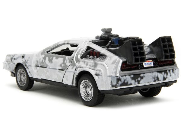 DMC DeLorean Time Machine Brushed Metal (Frost Version) "Back to the Future" (1985) Movie "Hollywood Rides" Series 1/32 Diecast Model Car by Jada - Image 4