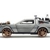 DeLorean DMC (Time Machine) Brushed Metal Train Wheel Version "Back to the Future Part III" (1990) Movie "Hollywood Rides" Series 1/32 Diecast Model Car by Jada - Image 5