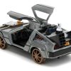 DeLorean DMC (Time Machine) Brushed Metal Train Wheel Version "Back to the Future Part III" (1990) Movie "Hollywood Rides" Series 1/32 Diecast Model Car by Jada - Image 4