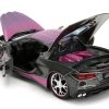 2020 Chevrolet Corvette Stingray Gray Metallic with Pink Carbon Hood and Top "Pink Slips" Series 1/24 Diecast Model Car by Jada - Image 2