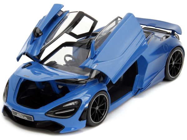 McLaren 720S Blue and Dark Blue with Black Top "Pink Slips" Series 1/24 Diecast Model Car by Jada - Image 3