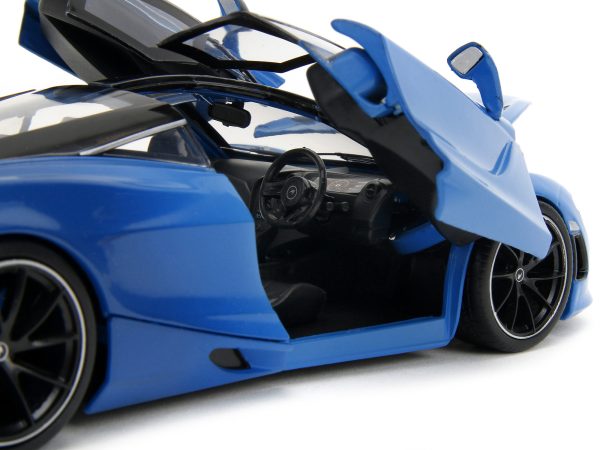 McLaren 720S Blue and Dark Blue with Black Top "Pink Slips" Series 1/24 Diecast Model Car by Jada - Image 4