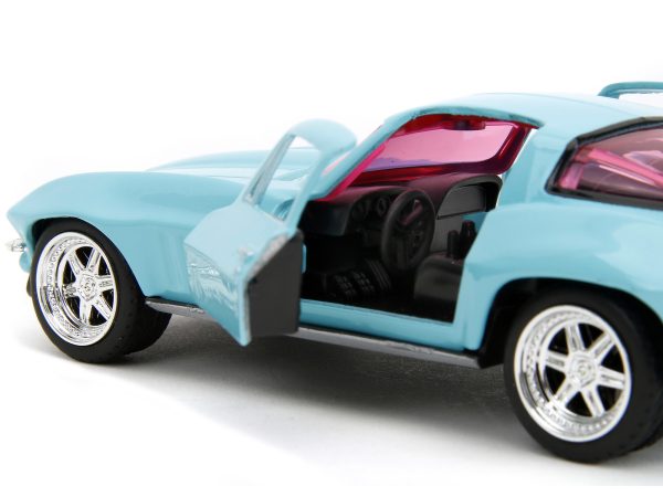 1966 Chevrolet Corvette Light Blue with Pink Tinted Windows "Pink Slips" Series 1/32 Diecast Model Car by Jada - Image 5
