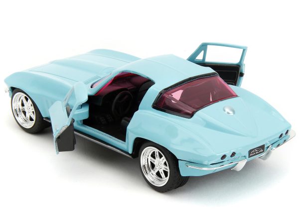 1966 Chevrolet Corvette Light Blue with Pink Tinted Windows "Pink Slips" Series 1/32 Diecast Model Car by Jada - Image 4