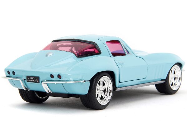 1966 Chevrolet Corvette Light Blue with Pink Tinted Windows "Pink Slips" Series 1/32 Diecast Model Car by Jada - Image 2