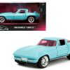 1966 Chevrolet Corvette Light Blue with Pink Tinted Windows "Pink Slips" Series 1/32 Diecast Model Car by Jada - Image 3