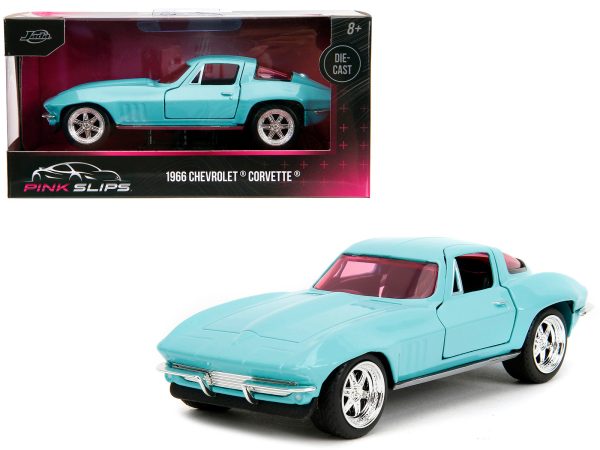 1966 Chevrolet Corvette Light Blue with Pink Tinted Windows "Pink Slips" Series 1/32 Diecast Model Car by Jada - Image 3