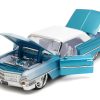 1963 Cadillac Coupe DeVille Blue Metallic and White Gradient with White Top and Interior "Pink Slips" Series 1/24 Diecast Model Car by Jada - Image 5