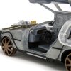 DeLorean Brushed Metal Time Machine (Train Wheel Version) with Lights "Back to the Future Part III" (1990) Movie "Hollywood Rides" Series 1/24 Diecast Model Car by Jada - Image 3