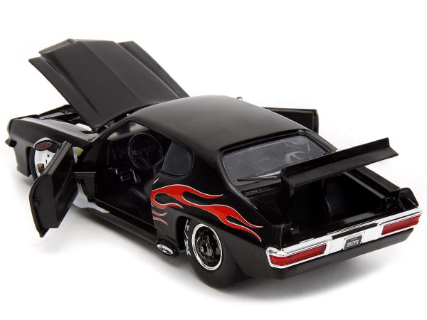 1971 Pontiac GTO Black with Flame Graphics "Bigtime Muscle" Series 1/24 Diecast Model Car by Jada - Image 2