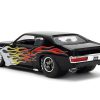 1971 Pontiac GTO Black with Flame Graphics "Bigtime Muscle" Series 1/24 Diecast Model Car by Jada