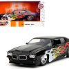 1971 Pontiac GTO Black with Flame Graphics "Bigtime Muscle" Series 1/24 Diecast Model Car by Jada - Image 5