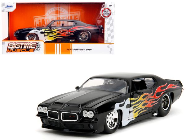 1971 Pontiac GTO Black with Flame Graphics "Bigtime Muscle" Series 1/24 Diecast Model Car by Jada - Image 5