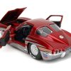 1963 Chevrolet Corvette Stingray Red Metallic with Silver Graphics "Bigtime Muscle" Series 1/24 Diecast Model Car by Jada - Image 5