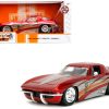 1963 Chevrolet Corvette Stingray Red Metallic with Silver Graphics "Bigtime Muscle" Series 1/24 Diecast Model Car by Jada - Image 4